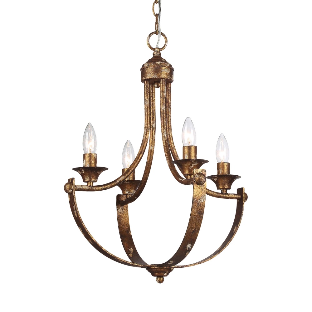 Wry Lighting Victoria 4-light Chandelier in Heirloom Gold